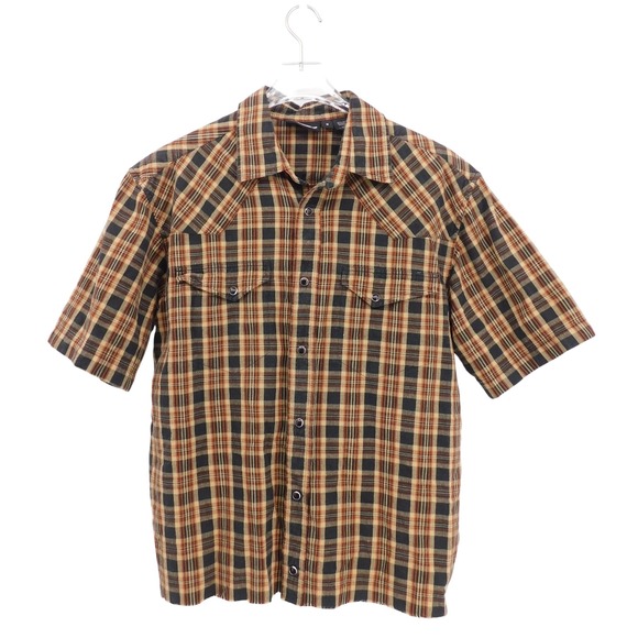 Harley Davidson Plaid Western Short Sleeve Shirt Embroidered Back Mens M - Picture 1 of 5